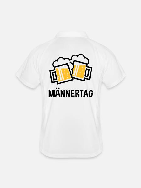 Männertag (Bier Prosit Bayrische Bierkrüge / 2C) - Männer Polo atmungsaktiv - Weiß/Navy - Hinten
