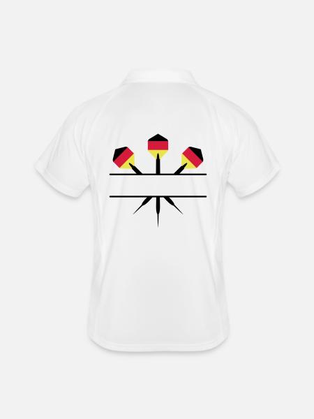 Darts drei Farben - Männer Polo atmungsaktiv - Weiß/Navy - Hinten
