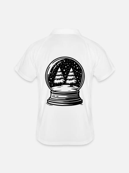 Schneekugel Winterlandschaft - Männer Polo atmungsaktiv - Weiß/Navy - Hinten