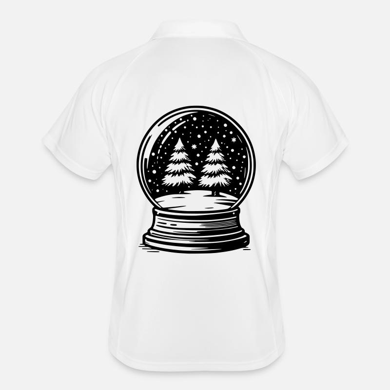 Schneekugel Winterlandschaft - Männer Polo atmungsaktiv - Weiß/Navy