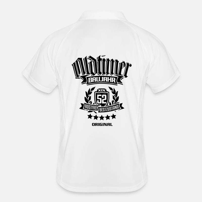 Oldtimer Baujahr 1952 - Männer Polo atmungsaktiv - Weiß/Navy