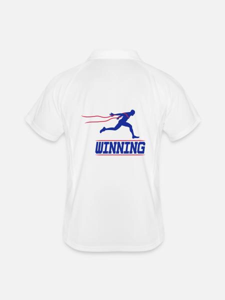 running runner winning 2c I - Männer Polo atmungsaktiv - Weiß/Navy - Hinten