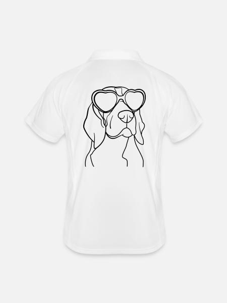 Beagle – Illustration: Hund mit Sonnenbrille - Männer Polo atmungsaktiv - Weiß/Navy - Hinten