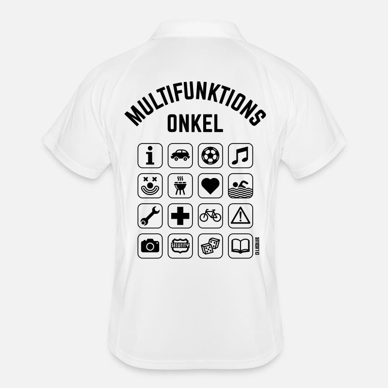 Multifunktions Onkel (16 Icons) - Männer Polo atmungsaktiv - Weiß/Navy