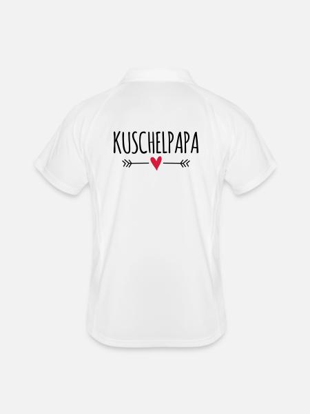 Bester liebster Papa kuscheln Teddybär Kuschelbär - Männer Polo atmungsaktiv - Weiß/Navy - Hinten