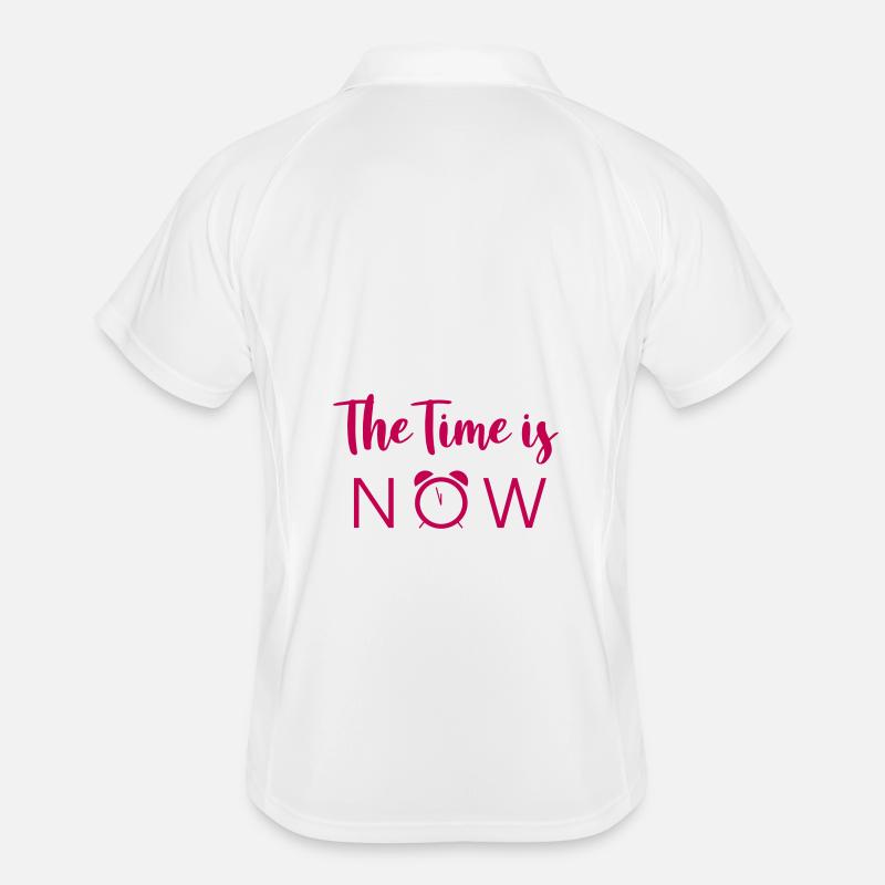The Time is NOW - Männer Polo atmungsaktiv - Weiß/Navy