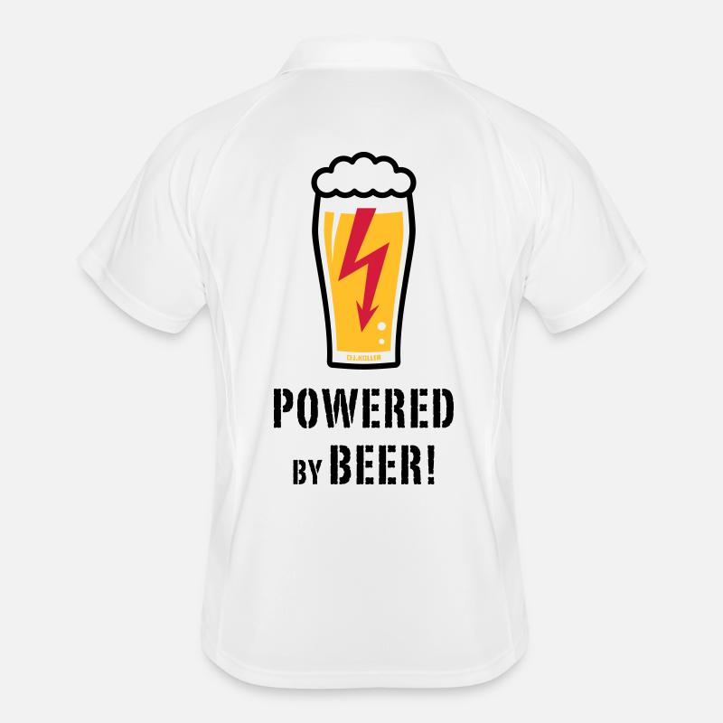Powered By Beer! (Bier / Blitz / POS) Männer Polo atmungsaktiv