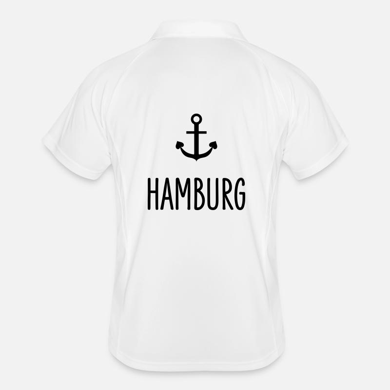 Hamburg Anker - Männer Polo atmungsaktiv - Weiß/Navy