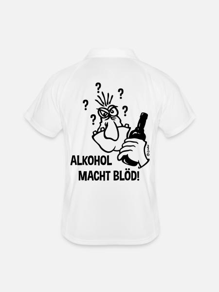 Alkohol Macht Blöd! (Karikatur / 1C) - Männer Polo atmungsaktiv - Weiß/Navy - Hinten