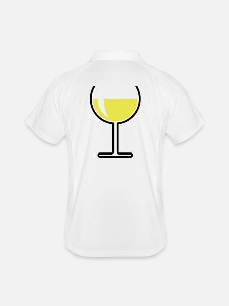 Weißweinglas Rund Offen (Weißwein / Wein / 2C) - Männer Polo atmungsaktiv - Weiß/Navy - Hinten