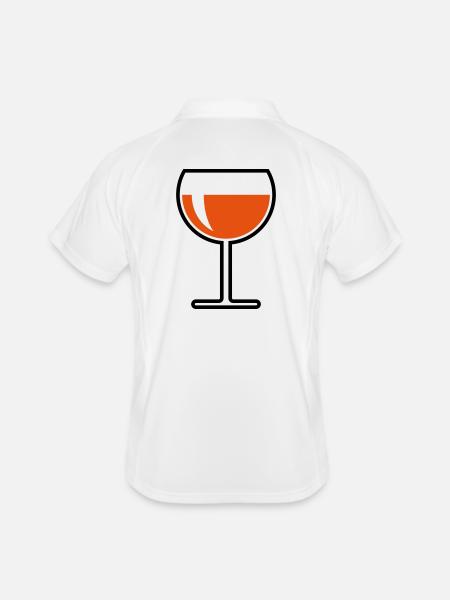 Roséweinglas Rund Zu (Roséwein / Wein / 2C) - Männer Polo atmungsaktiv - Weiß/Navy - Hinten