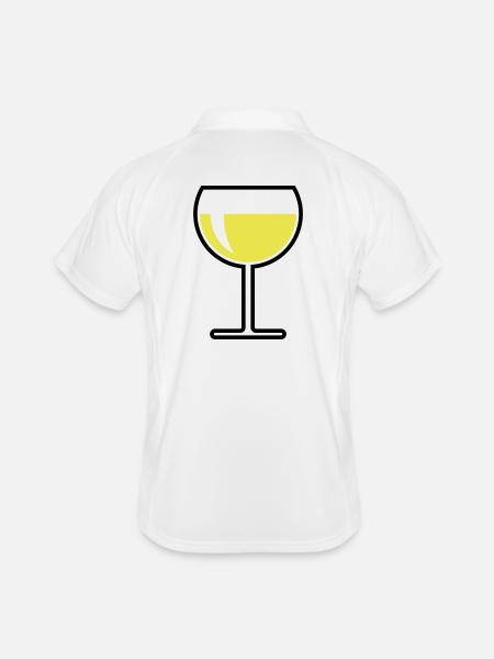 Weißweinglas Rund Zu (Weißwein / Wein / 2C) - Männer Polo atmungsaktiv - Weiß/Navy - Hinten
