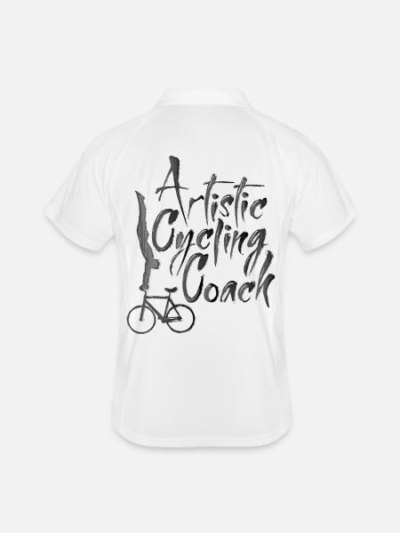 Cyclisme artistique, cyclisme artistique, cyclisme en salle, entraîneur - Polo respirant Homme - blanc/marine - Dos