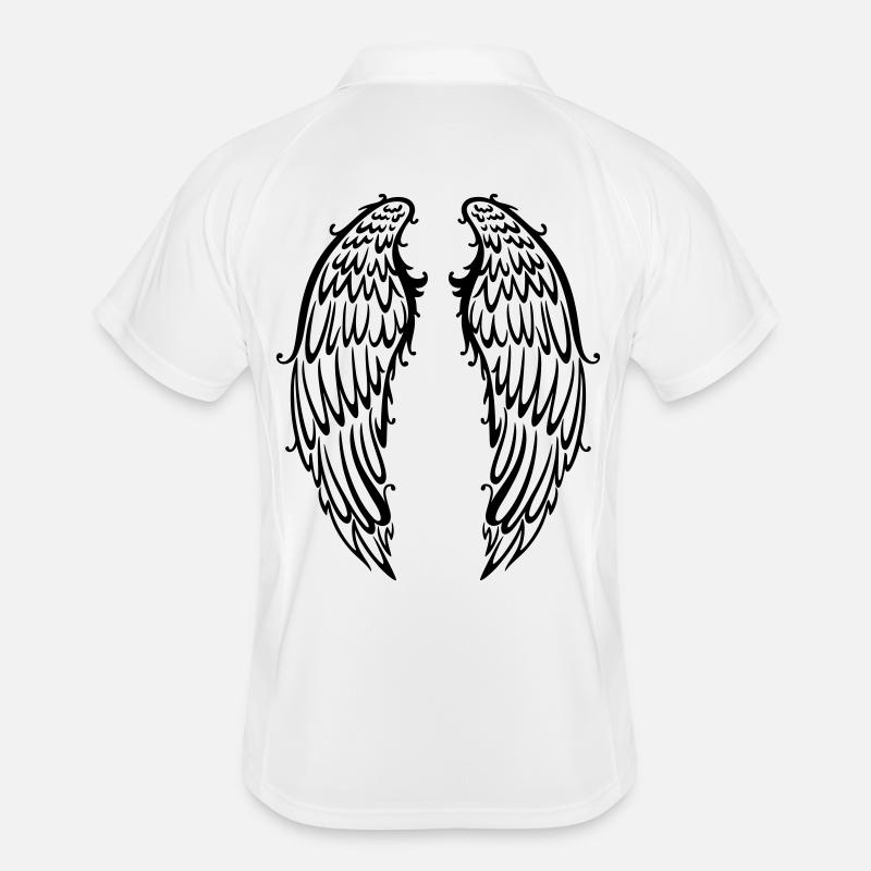 Große Flügel, Engelsflügel, wings - Männer Polo atmungsaktiv - Weiß/Navy