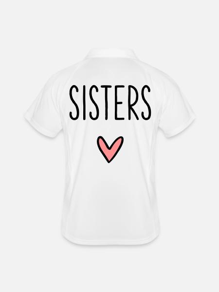 Sisters Herz beste Freundin Schwester Liebe - Männer Polo atmungsaktiv - Weiß/Navy - Hinten
