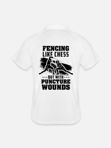 fencing - Men's Polo breathable - white/navy - Back