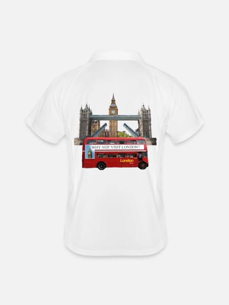 Collage de monuments de Londres - Polo respirant Homme - blanc/marine - Dos