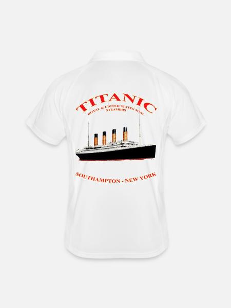 TITANIC COLLECTION KREATION Louis RUNEMBERG ©Adagp - Männer Polo atmungsaktiv - Weiß/Navy - Hinten
