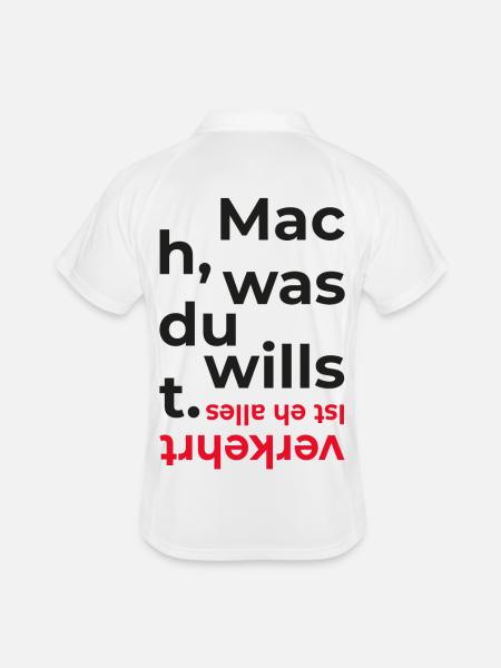 mach was du willst typo crea re design - Männer Polo atmungsaktiv - Weiß/Navy - Hinten