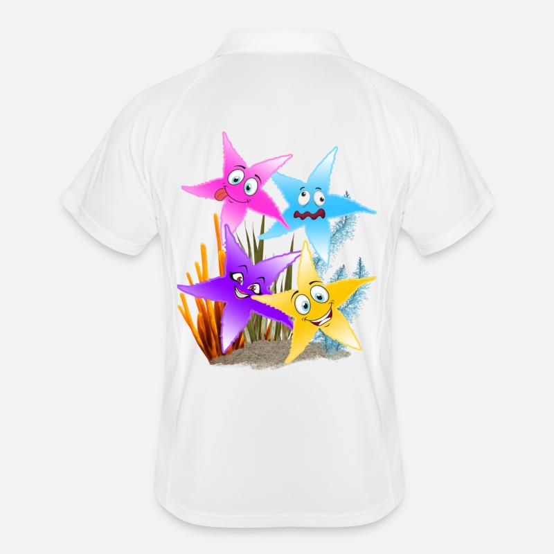 Buntes Seestern-Quartett Unterwasser - Männer Polo atmungsaktiv - Weiß/Navy