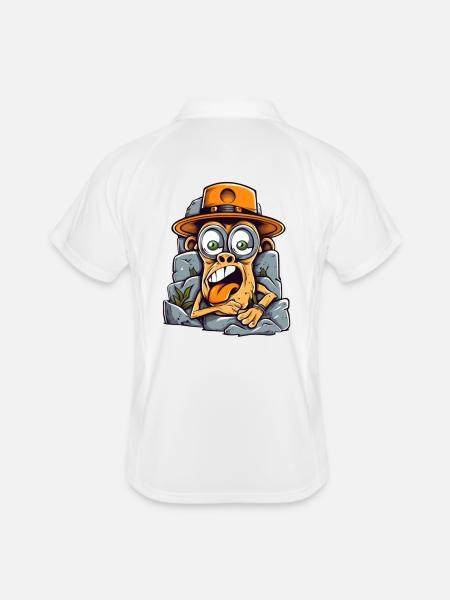 Singe d’art de rue expressif - Polo respirant Homme - blanc/marine - Dos