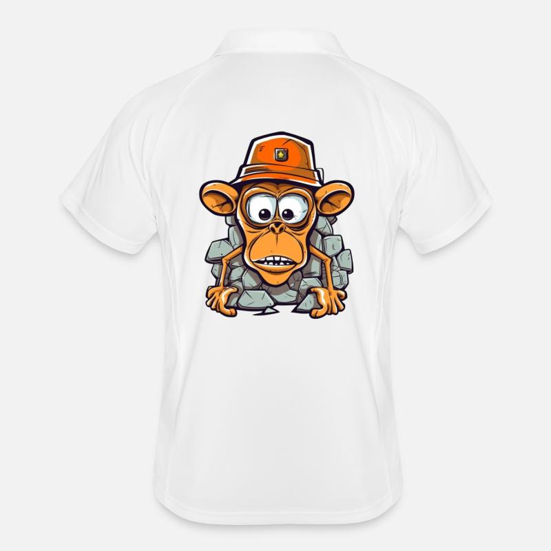 Adorable monkey with construction helmet Men's Polo breathable