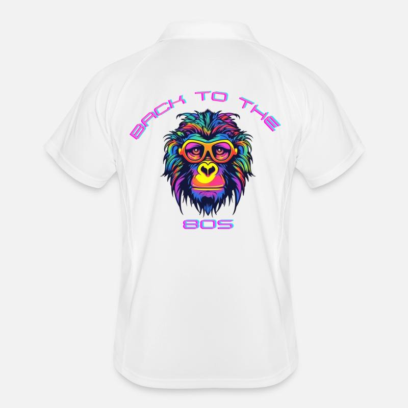 Psychedelischer Gorilla mit Sonnenbrille - Männer Polo atmungsaktiv - Weiß/Navy