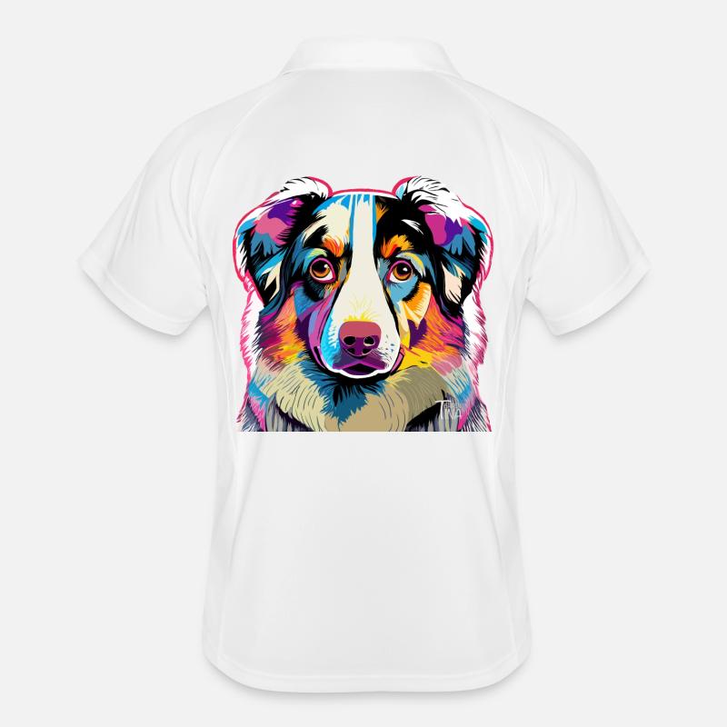 Colorful Australia Shepherd - Men's Polo breathable - white/navy