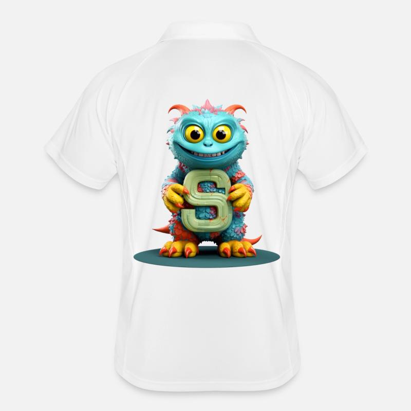 Buntes Monster mit Alphabet Buchstabe S Männer Polo atmungsaktiv