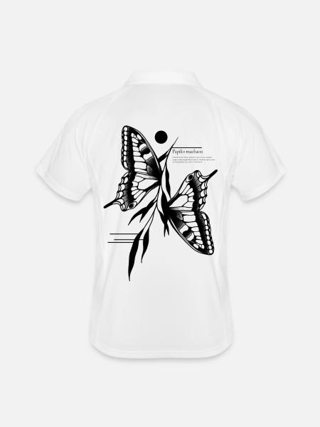 Schwalbenschwanz Schmetterling - Männer Polo atmungsaktiv - Weiß/Navy - Hinten