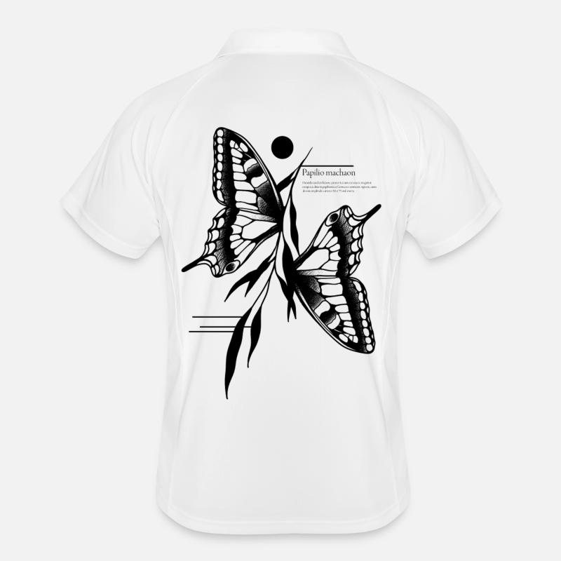 Schwalbenschwanz Schmetterling - Männer Polo atmungsaktiv - Weiß/Navy