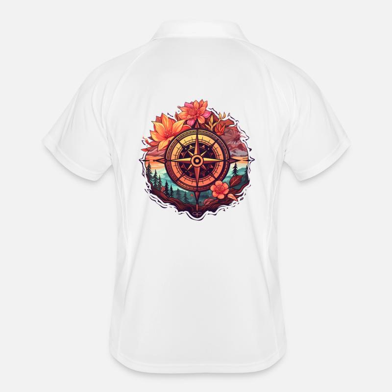 Belle boussole Boho avec des fleurs et des arbres Polo respirant Homme