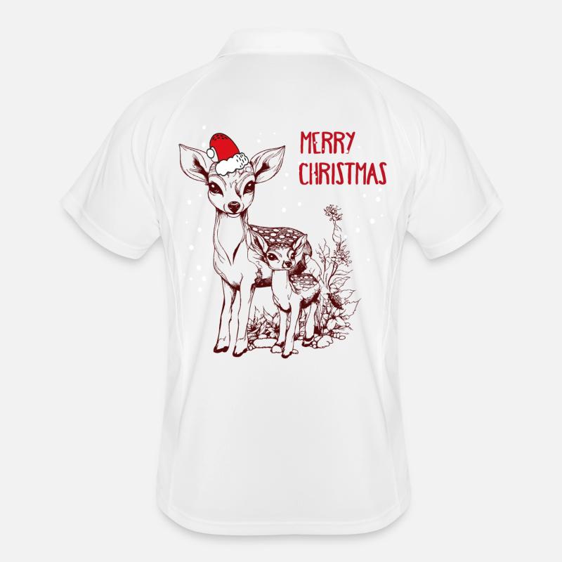 Cerf de Noël avec faon Polo respirant Homme