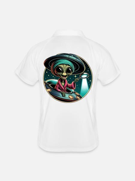 Alien detective in UFO light - Men's Polo breathable - white/navy - Back
