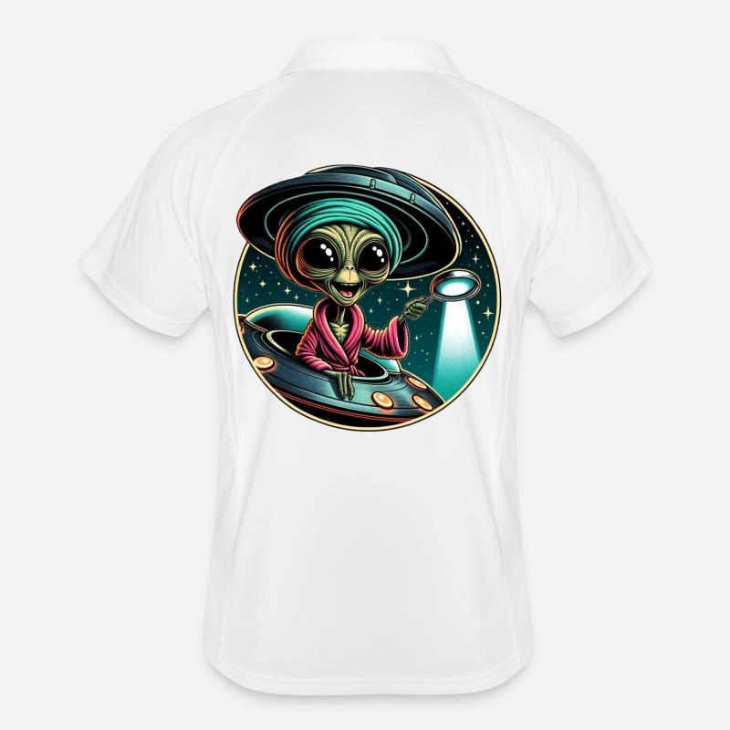 Alien detective in UFO light Men's Polo breathable