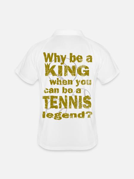 Tennis Why be a king Tennis legend Design - Männer Polo atmungsaktiv - Weiß/Navy - Hinten