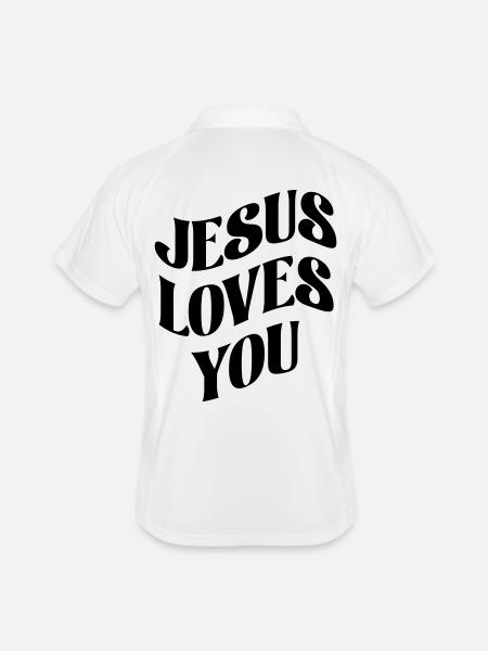 Jesus loves you - Men's Polo breathable - white/navy - Back