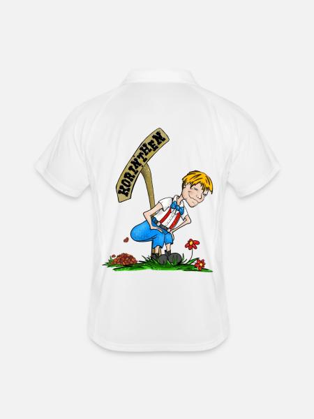 Korinthenkacker blond - Männer Polo atmungsaktiv - Weiß/Navy - Hinten
