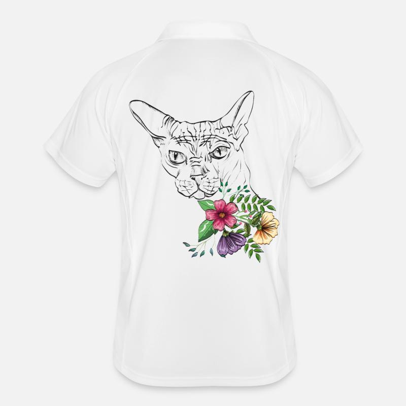 Chat avec des fleurs Polo respirant Homme