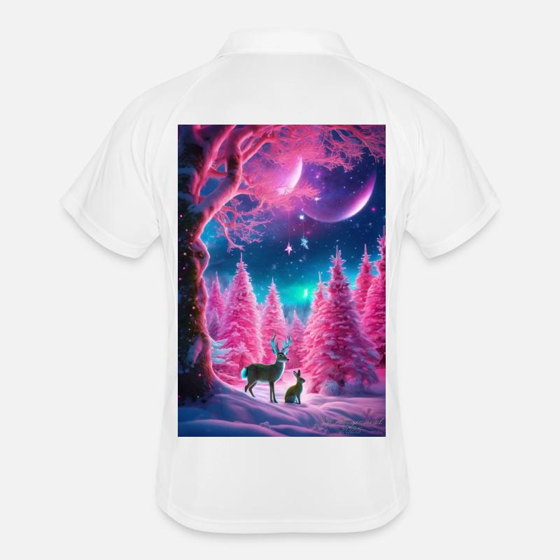 Neon Winter Deer Dream Men's Polo breathable