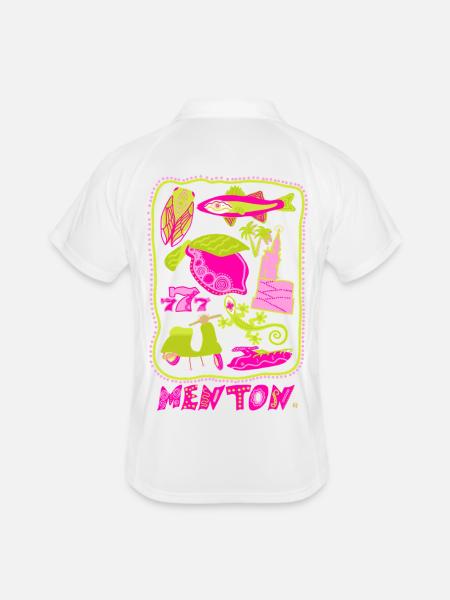 Chin Pop Art - Sommer Bunte Illustration - Männer Polo atmungsaktiv - Weiß/Navy - Hinten