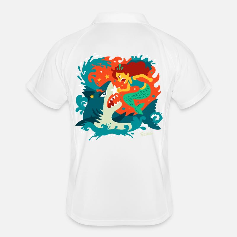 Mermaid versus Shark Men's Polo breathable