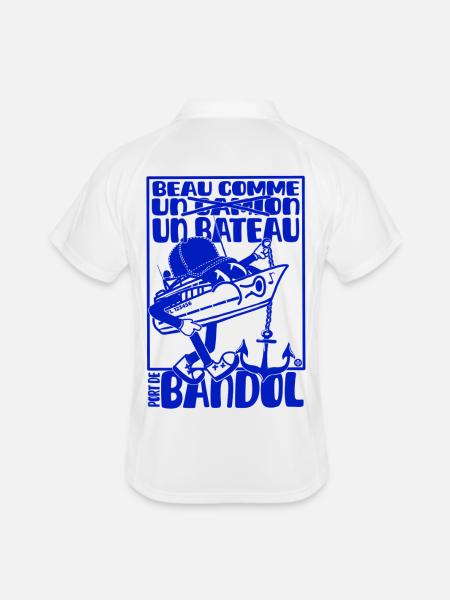 Retro Mediterranean Bandol Boat Mascot - Men's Polo breathable - white/navy - Back
