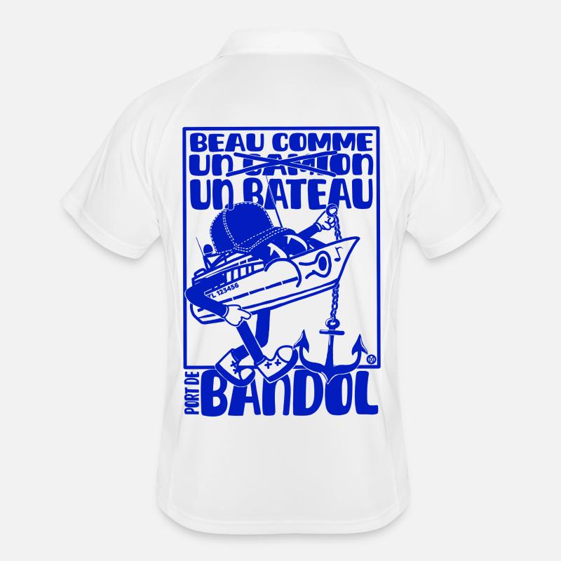 Retro Mittelmeer Bandol Boot Maskottchen - Männer Polo atmungsaktiv - Weiß/Navy