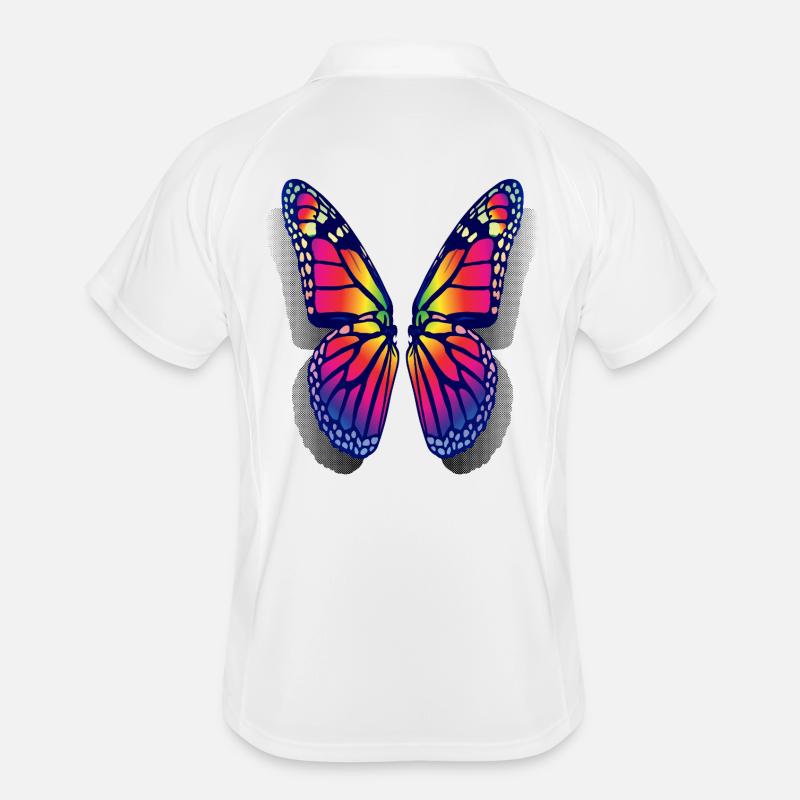 Ailes de papillons arc en ciel Polo respirant Homme