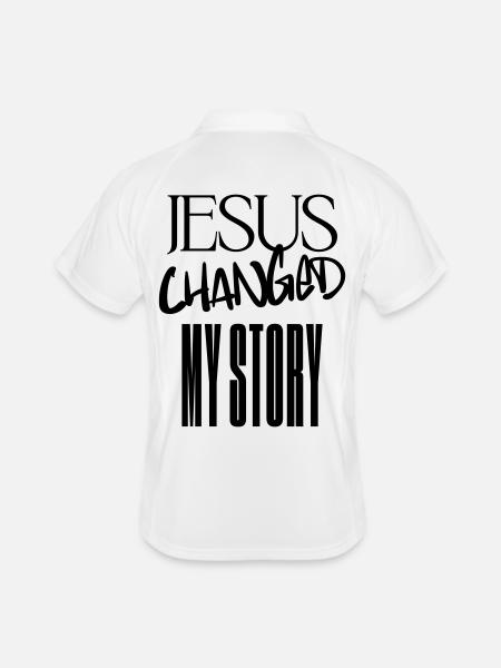 Jesus changed my story - Men's Polo breathable - white/navy - Back