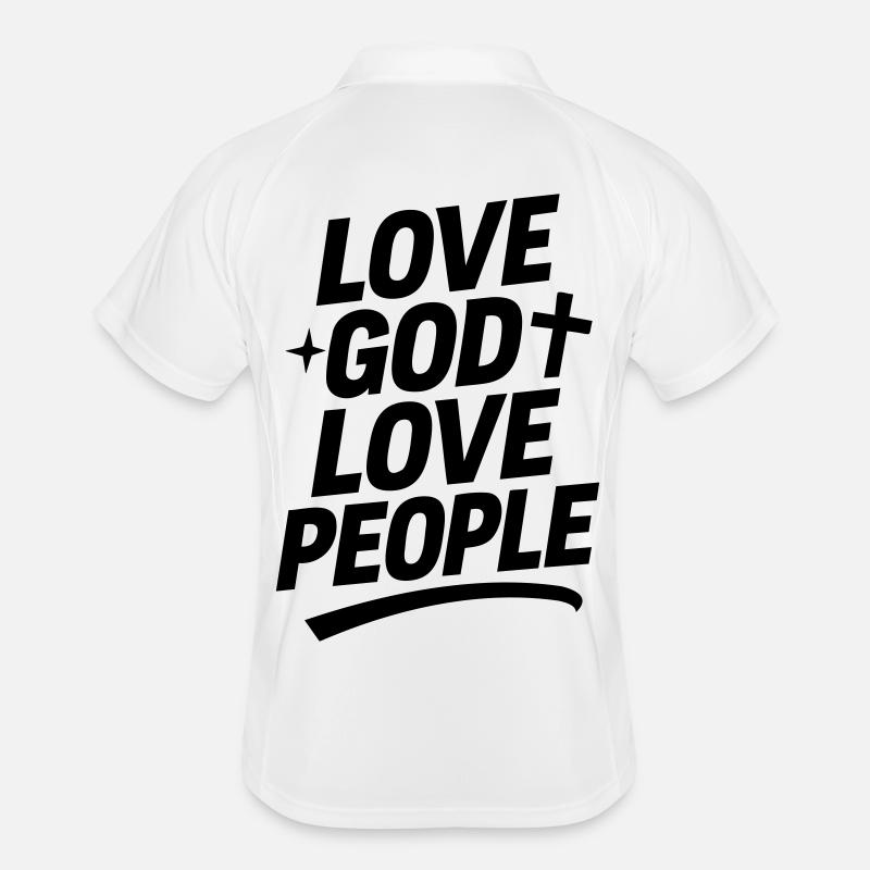 Liebe Gott und liebe Deinen Nächsten - Männer Polo atmungsaktiv - Weiß/Navy