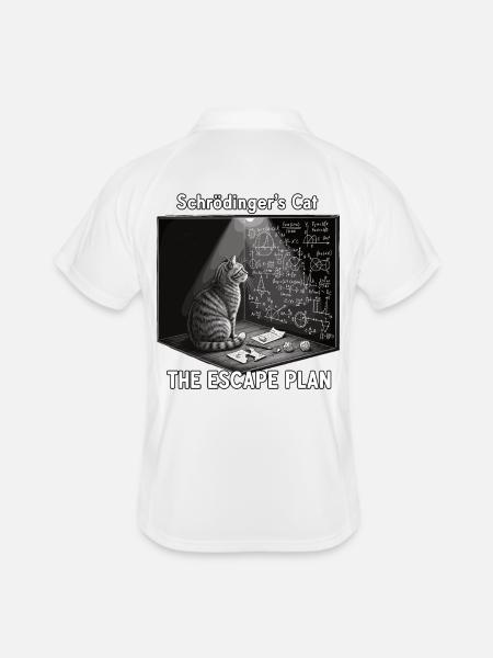Le chat de Schrödinger avec un plan d'évasion - Polo respirant Homme - blanc/marine - Dos