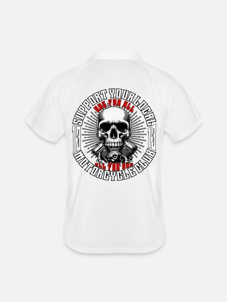 Motard Chopper Motard Motard Crâne avec Moteur - Polo respirant Homme - blanc/marine - Dos
