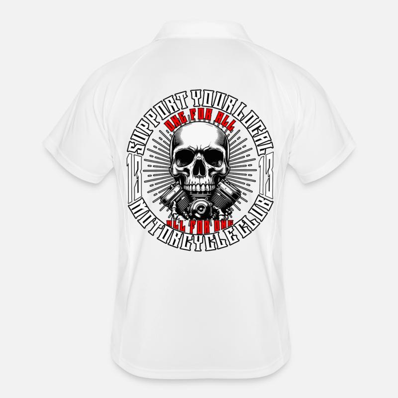 Biker Chopper Motorradfahrer Skull mit Motor Männer Polo atmungsaktiv
